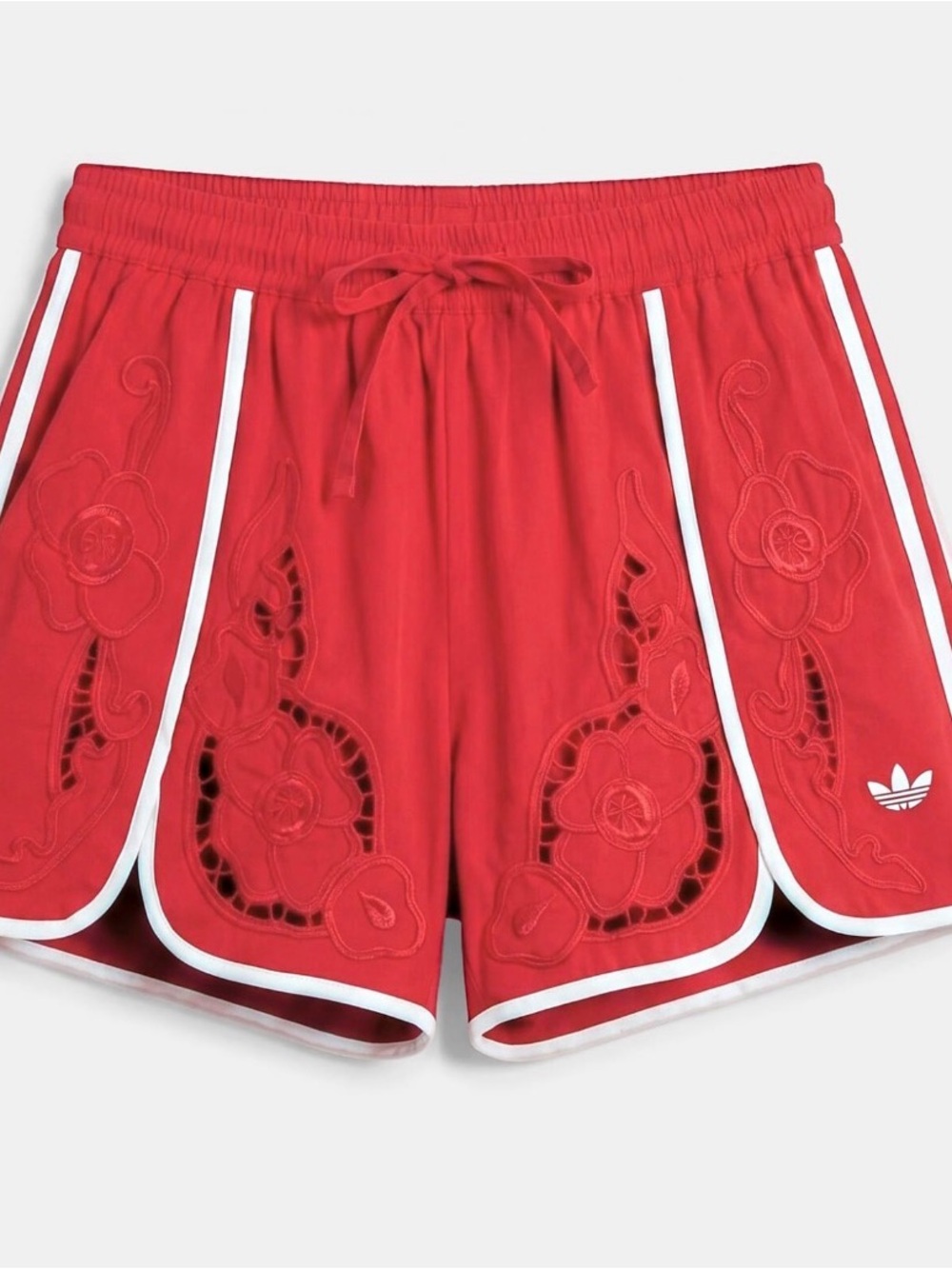 adidas Originals × ASOS cutwork sprinter shorts in red